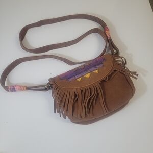 O'NEILL  brown Sling Bag/purse with native designs and fringe